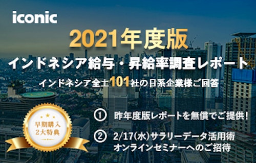 【早期購入の特典あり!!】2021年度版 インドネシア給与・昇給率調査レポート販売のご案内