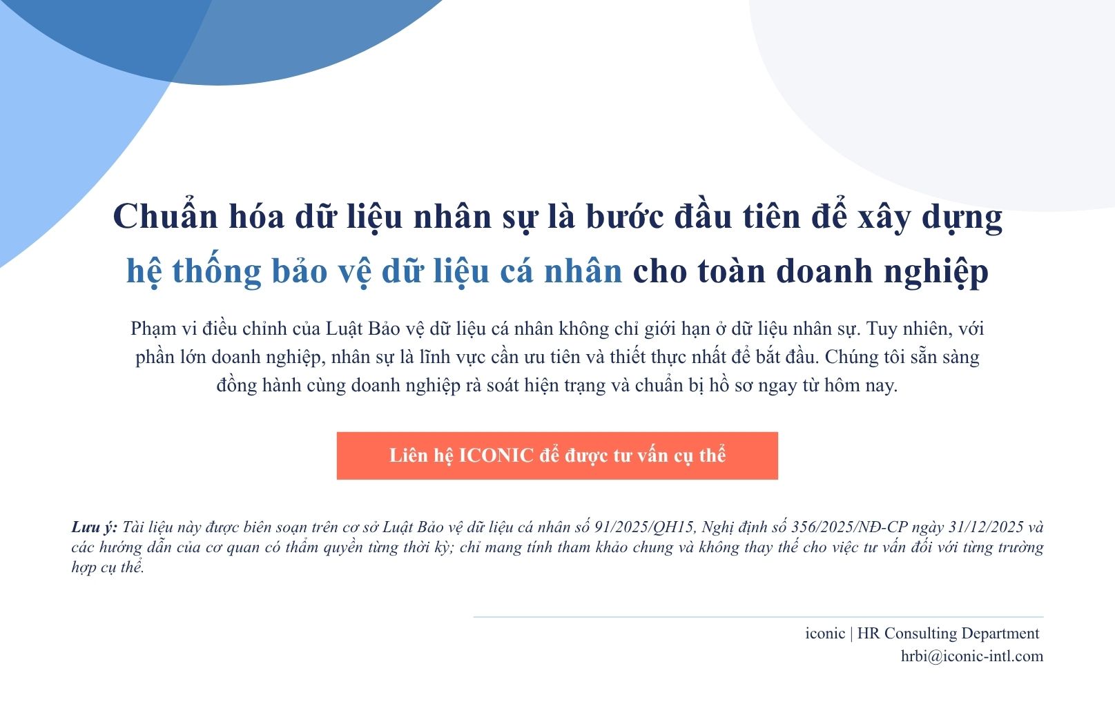 Hướng dẫn Bảo vệ Dữ liệu Cá nhân dành cho Bộ phận Nhân sự