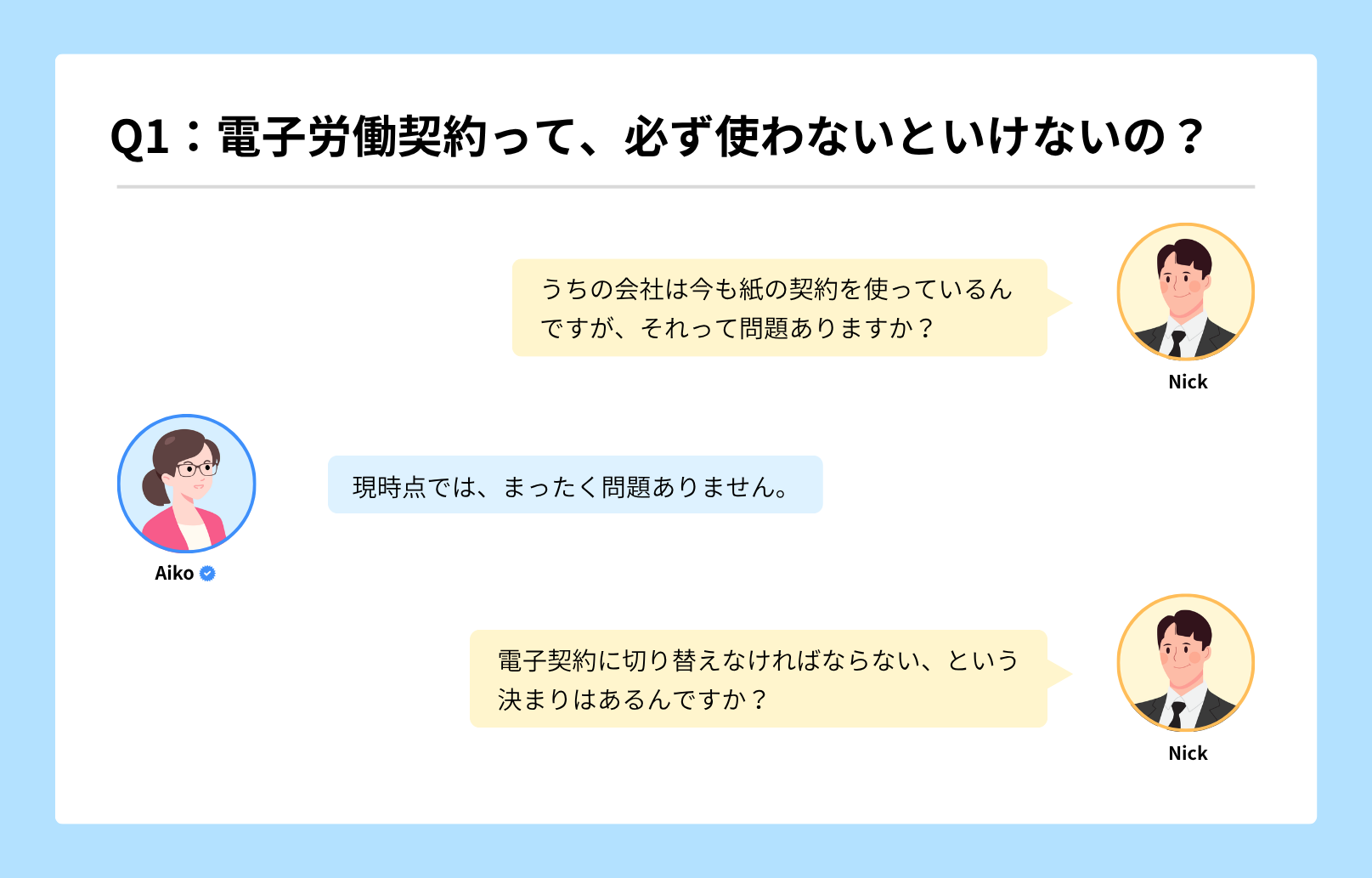 電子労働契約｜AikoとNickの対話でわかるQ＆A集