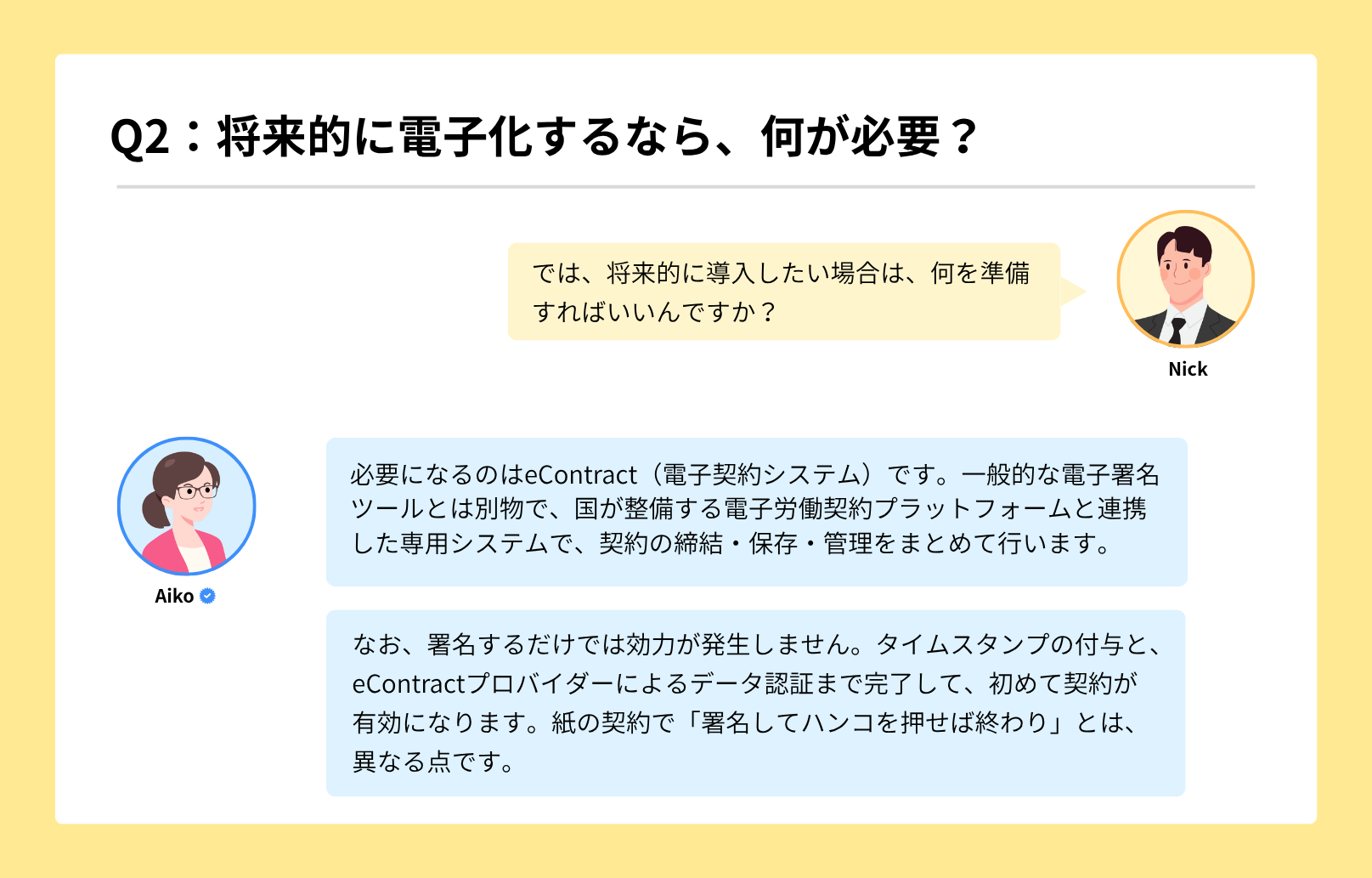 電子労働契約｜AikoとNickの対話でわかるQ＆A集